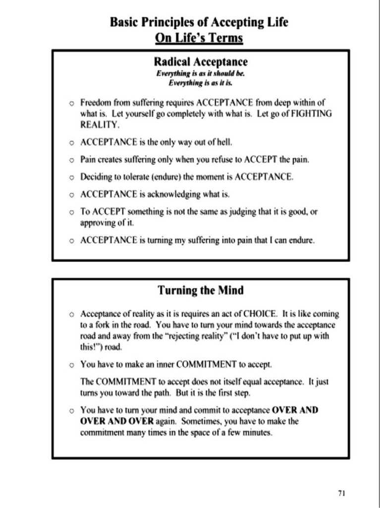 Radical Acceptance DBT SKILLS APPLICATION SELF HELP Radical 