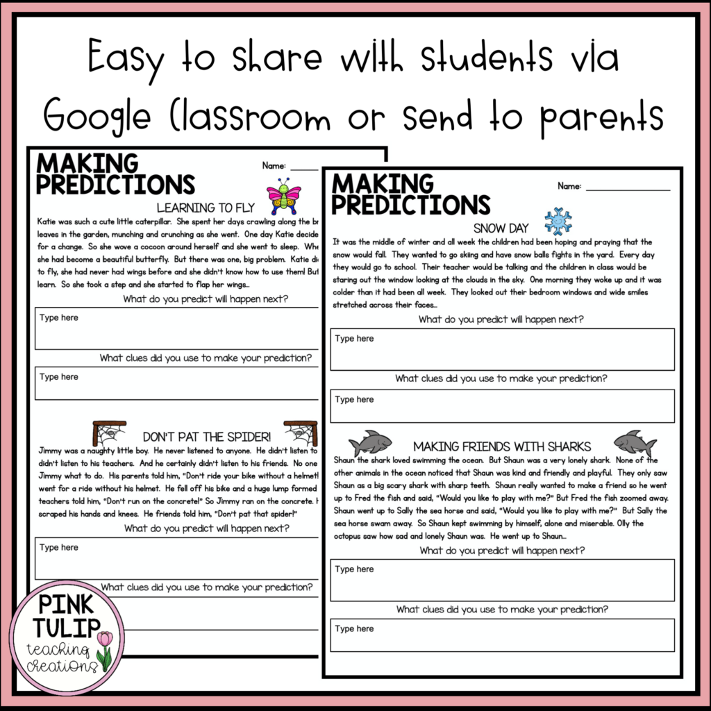 Reading Predictions Worksheet Printable