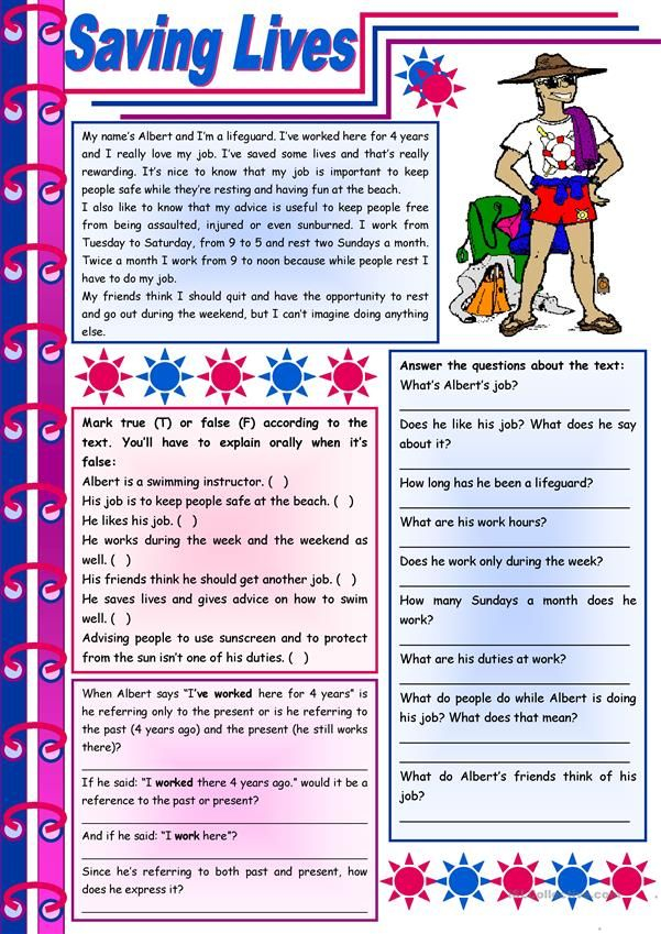 Saving Lives Reading Comprehension Grammar present Perfect 