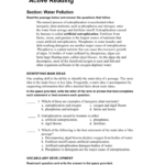 Skills Worksheet Active Reading Answer Key Water Pollution Sandra