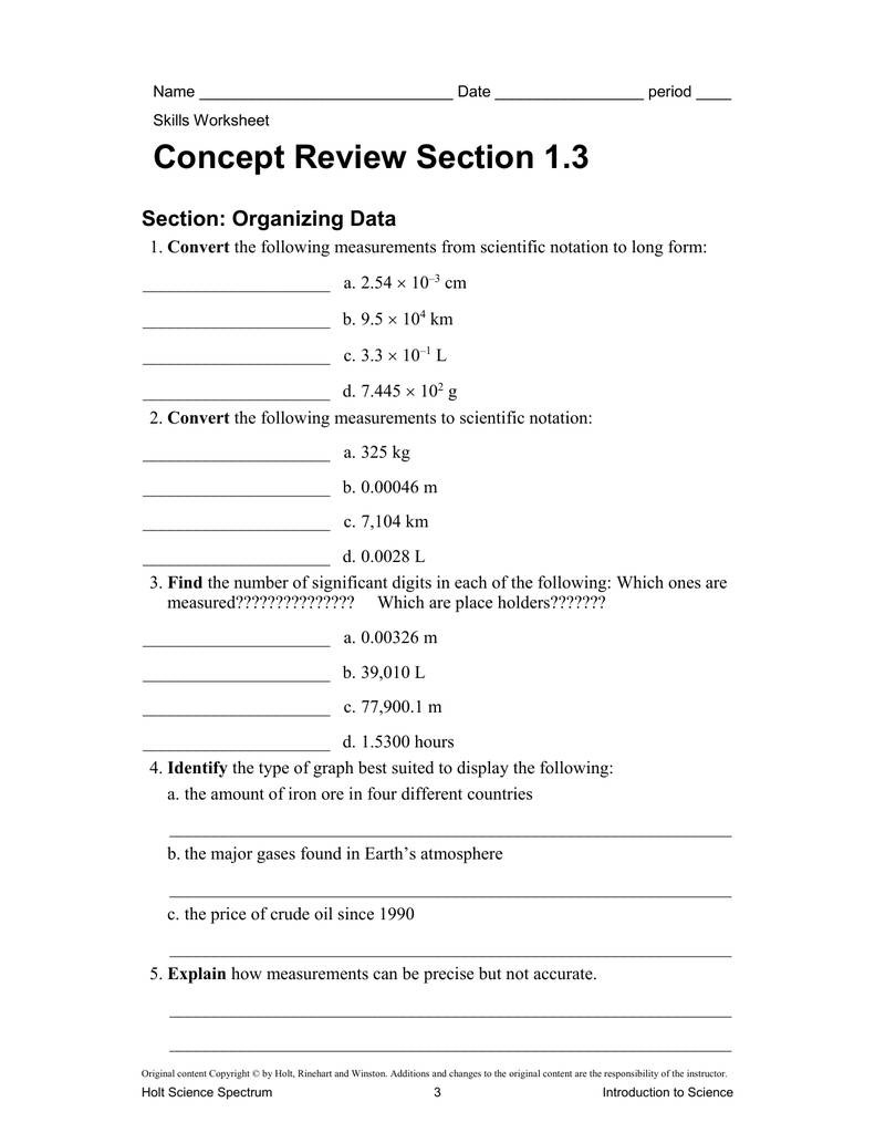 Skills Worksheet Concept Review Answers Db excel