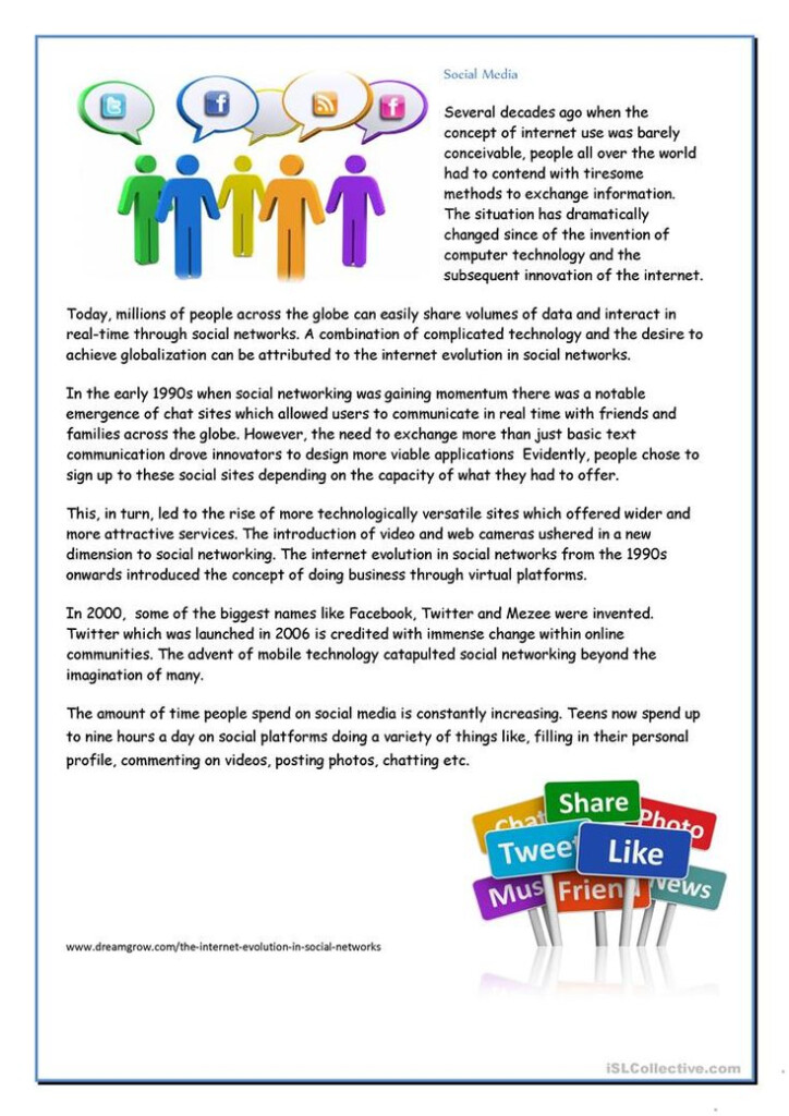 Social Media Social Media Worksheet Reading Comprehension Worksheets 