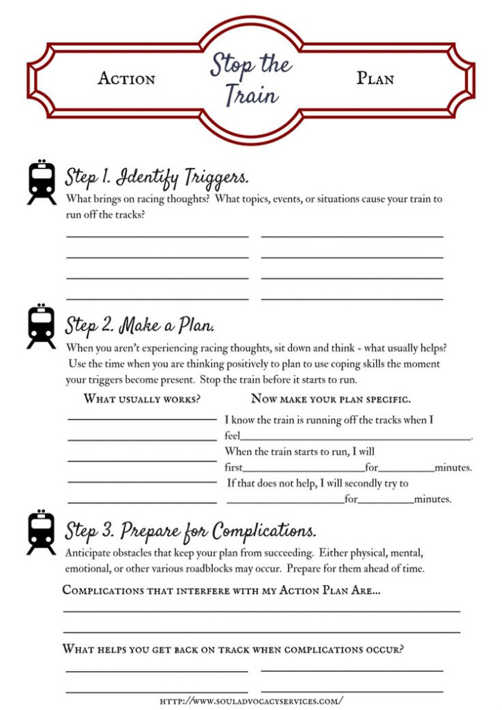 Stop The Train Action Plan 2 Therapy Worksheets Coping Skills 