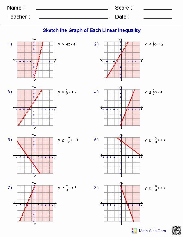 Systems Of Linear Inequalities Worksheet Inspirational Graphing