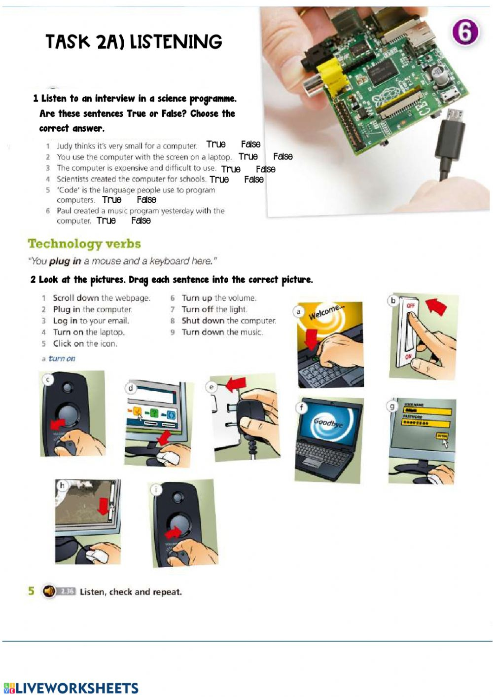 TECHNOLOGY VERBS Listening Worksheet Worksheet