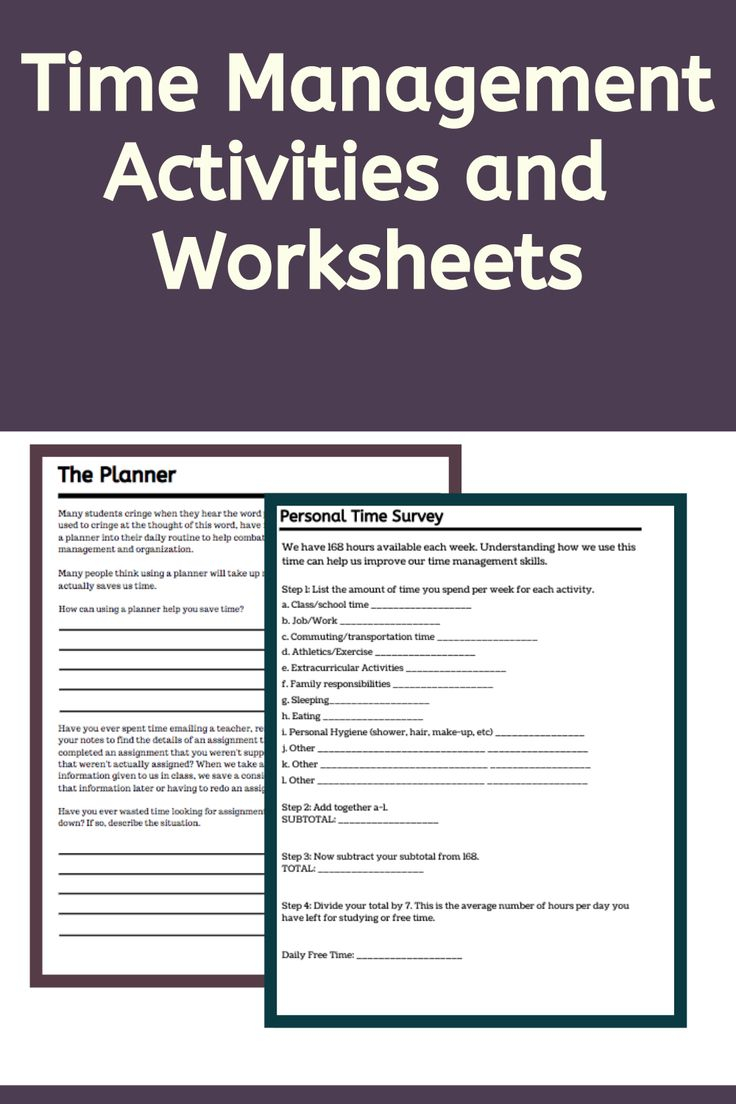 Time Management Activities Worksheets Time Management Activities