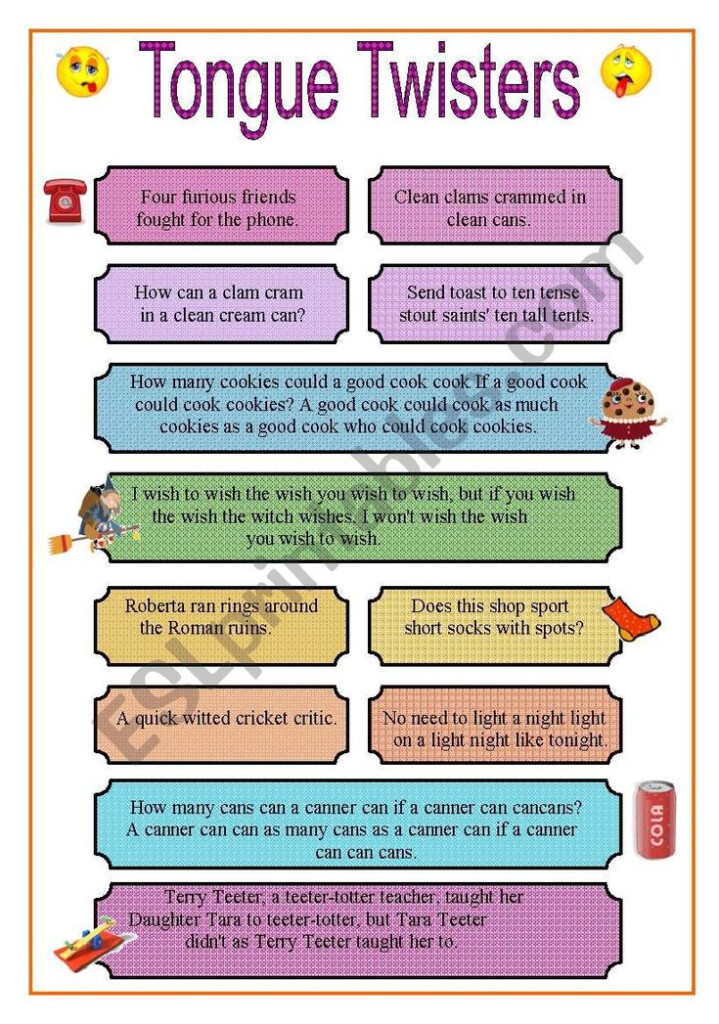 Tongue Twisters Worksheet Tongue Twisters For Kids Tongue Twisters 
