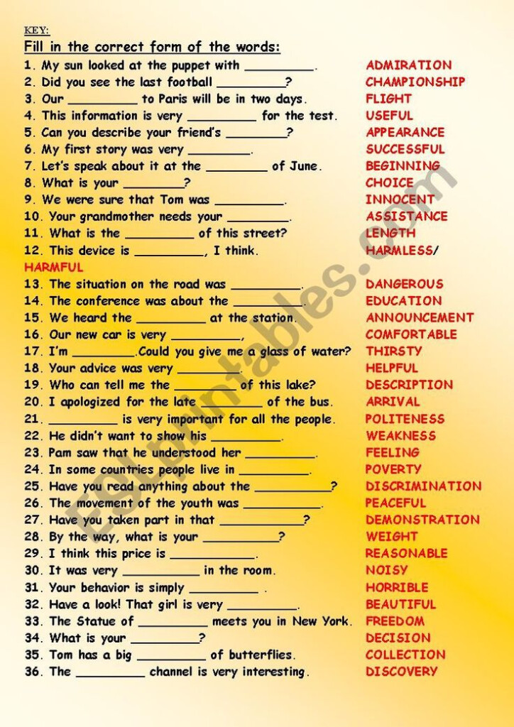 Word Formation Worksheet Word Formation English Vocabulary Learn 