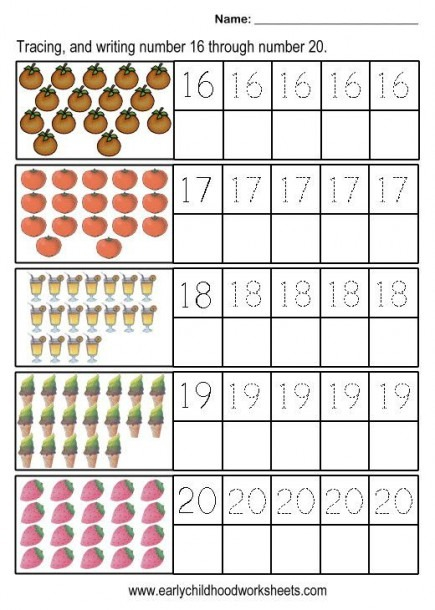 Worksheet Numbers 16 20