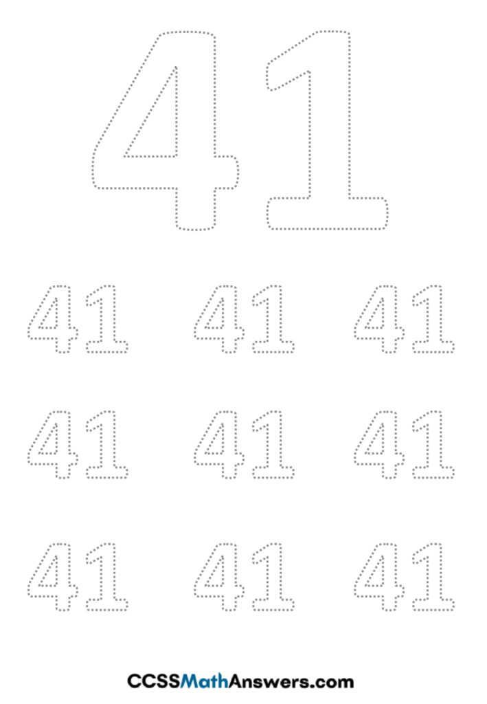 Worksheet On Number 41 Number Forty One Tracing Counting