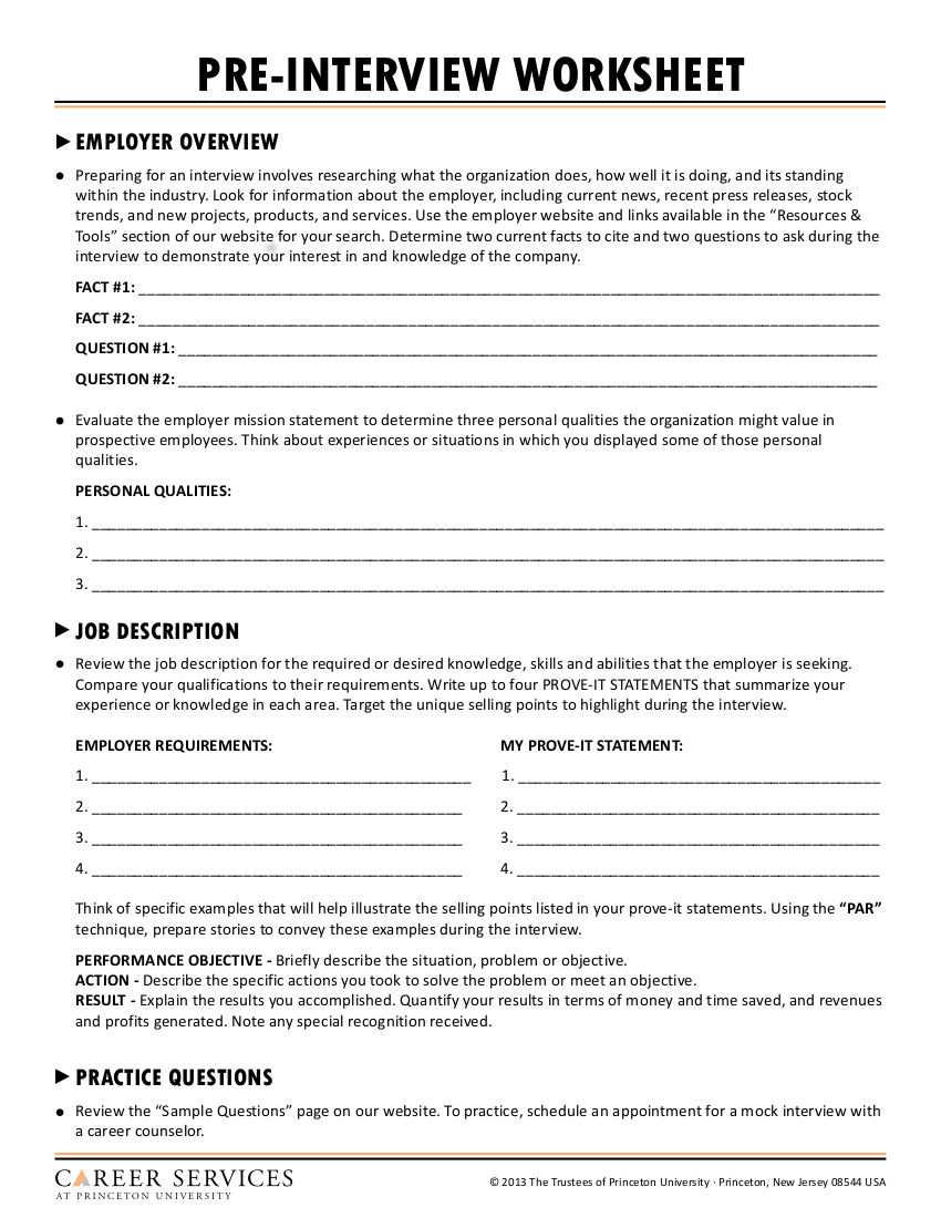 4 Interview Worksheet Examples In PDF Examples