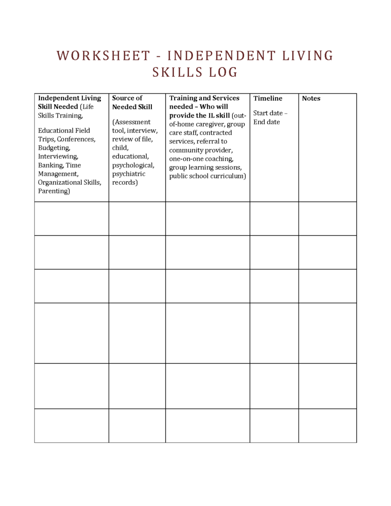 5 Best Images Of Independent Living Skills Worksheets Worksheeto