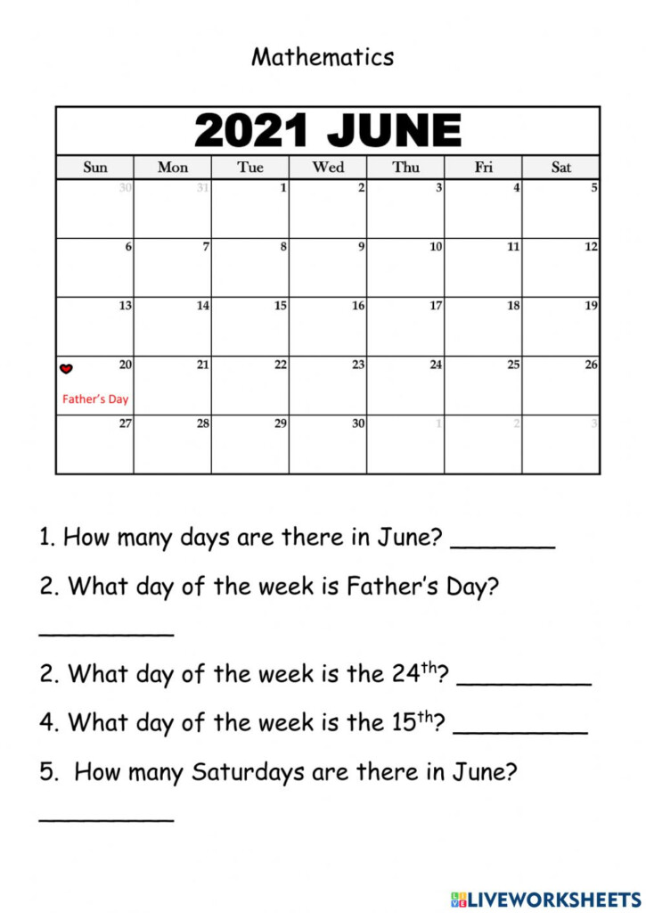 Actividad Pdf Online De Calendar Para 1