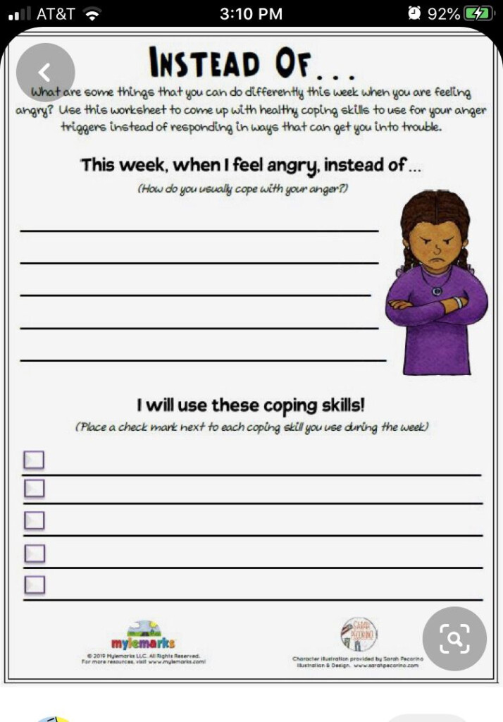 Anger Management Worksheet For Teenagers