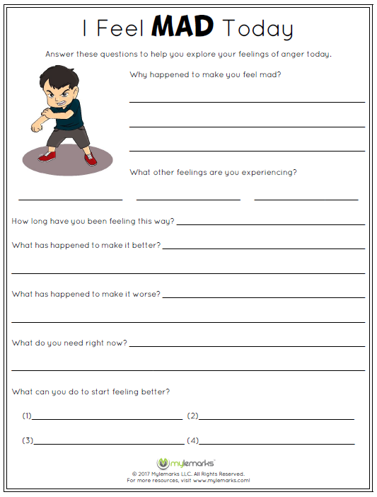 Anger Worksheets For Kids And Teens