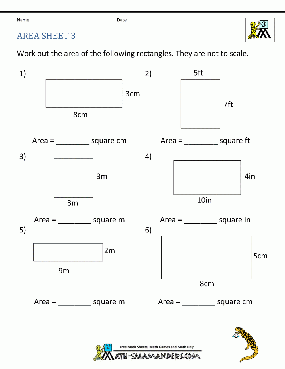 Area Worksheets