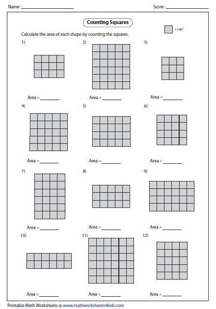 Area Worksheets