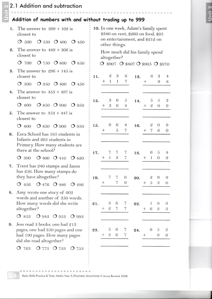 Best Basic Math Skills Assessment Printable Harper Blog