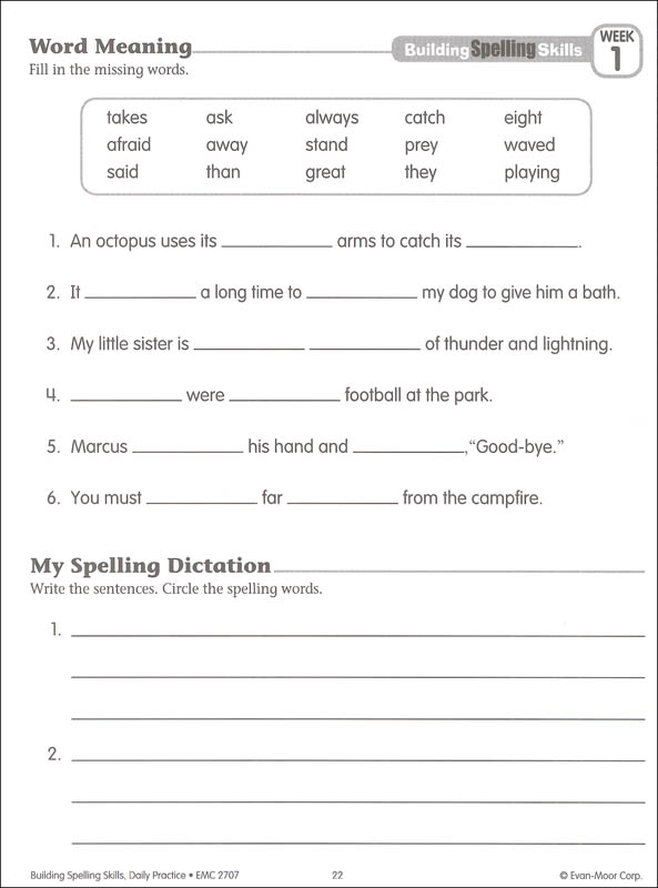 Building Spelling Skills Grade 3 Evan Moor 9781557998415