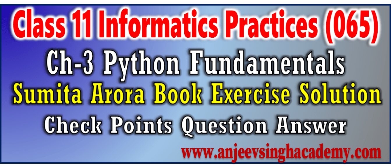 Class 11 Informatics Practices 065 Chapter 3 Python Fundamental Sumita