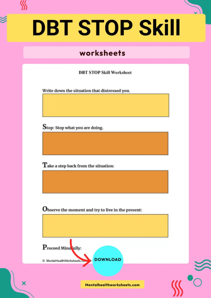 DBT STOP Skill Worksheet 00001 1 Mental Health Worksheets