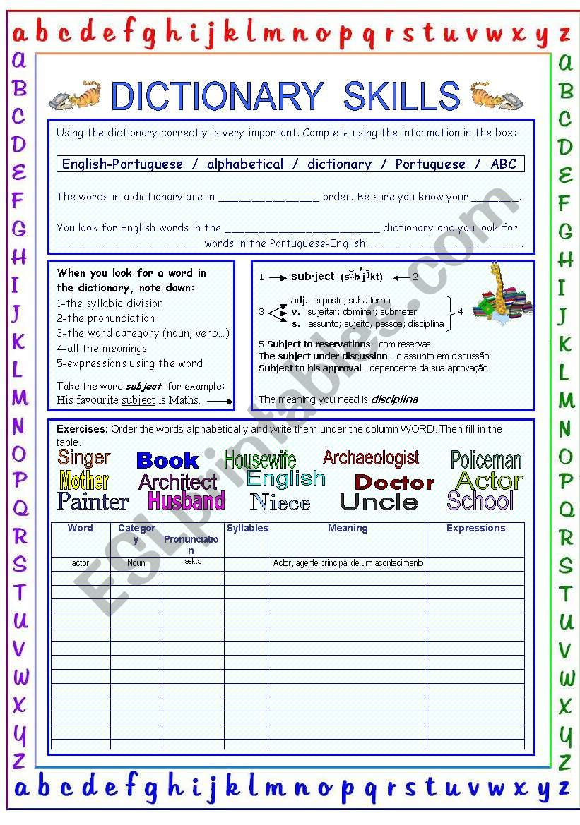 Dictionary Skills ESL Worksheet By Genita