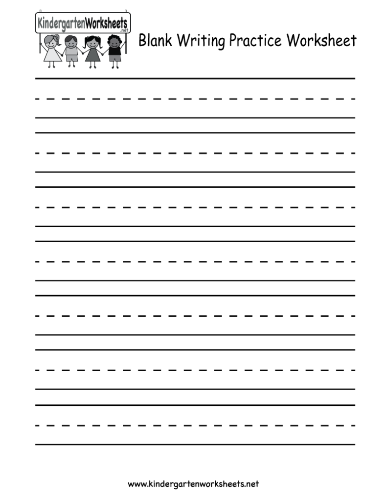 Free Printable Blank Writing Practice Worksheet For Kindergarten