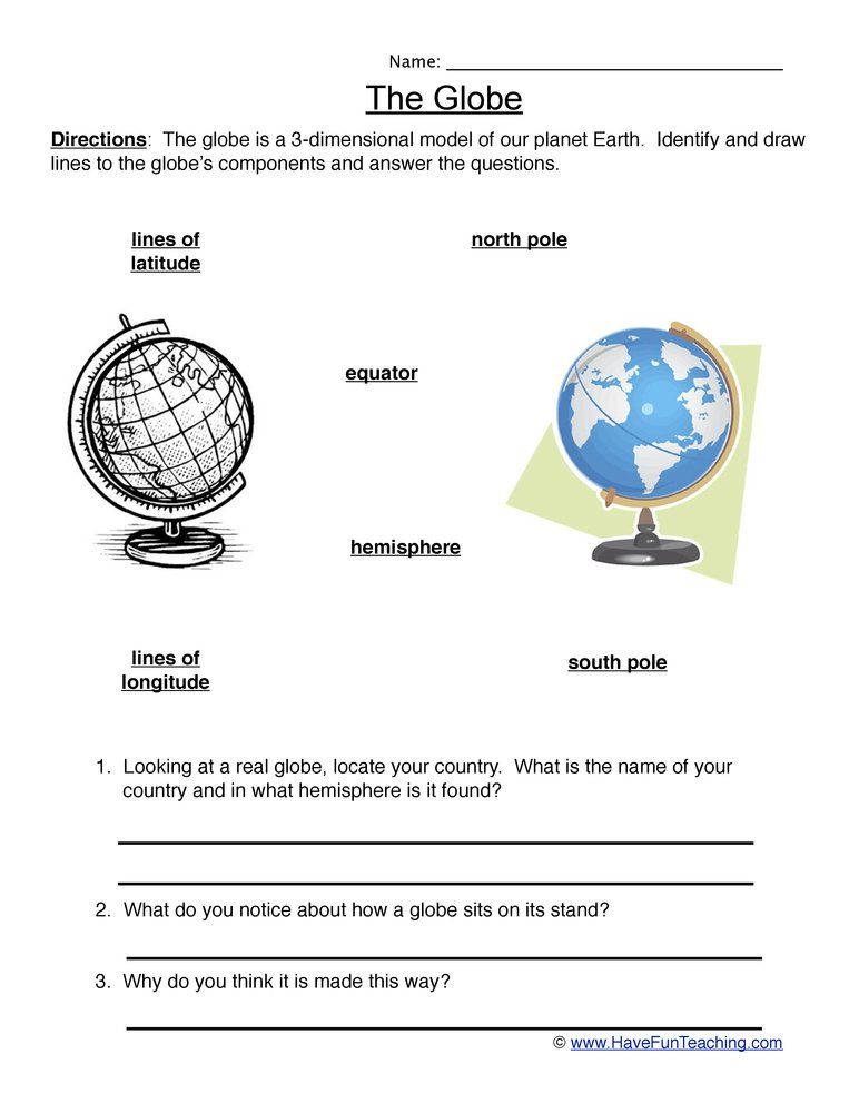 Globes Worksheet In 2021 Cardinal Directions Worksheet Map