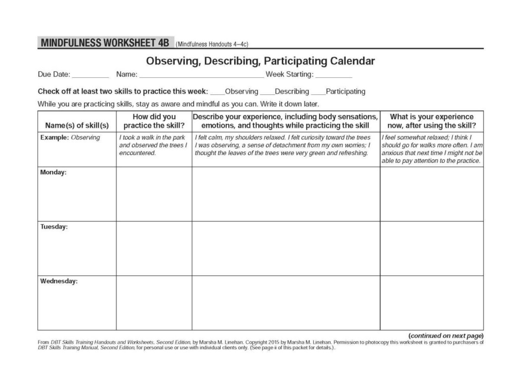 Image Result For Mindfulness DBT Skills Worksheet Dbt Skills 