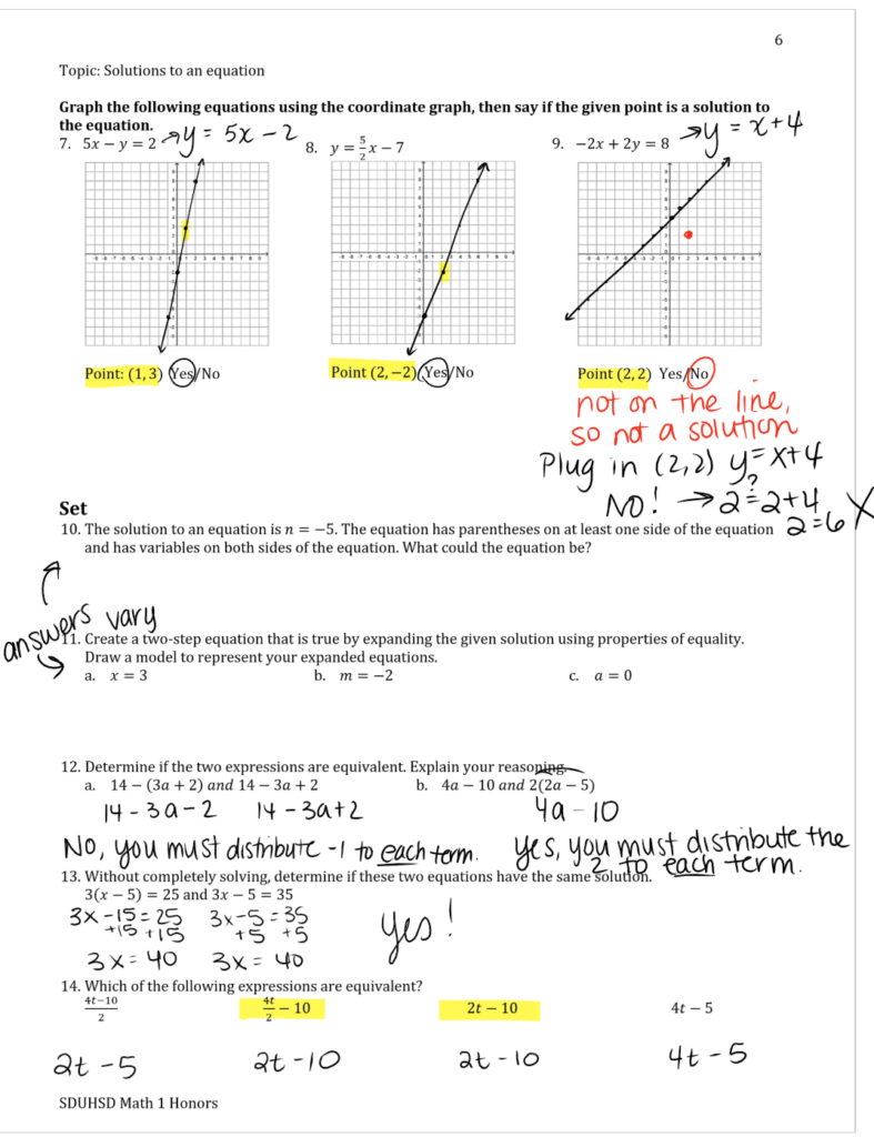 Integrated Math 2 Worksheet