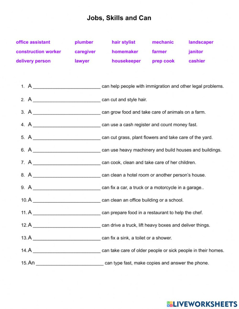 Job Skills And Can Worksheet Job Skills Worksheet Federico Bullock