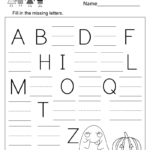 Kids Have To Complete The Alphabet By Filling In The Missing Letters In