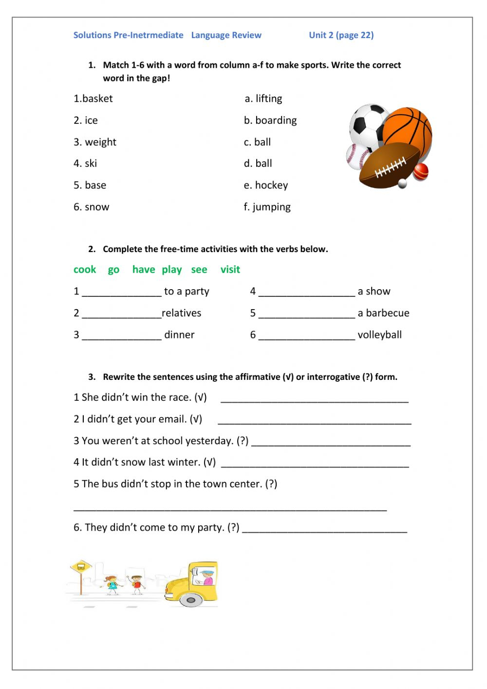 Language Skills Review Worksheet