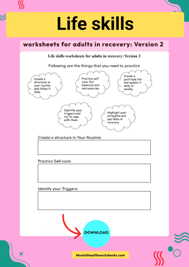 Life Skills Worksheets For Adults In Recovery Version 2 Mental 