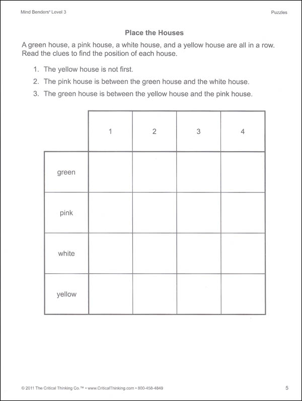 Mind Benders Book 3 Deductive Thinking Skills Critical Thinking