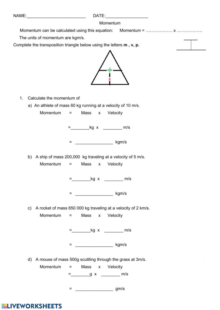 Momentum Worksheet Answer Key
