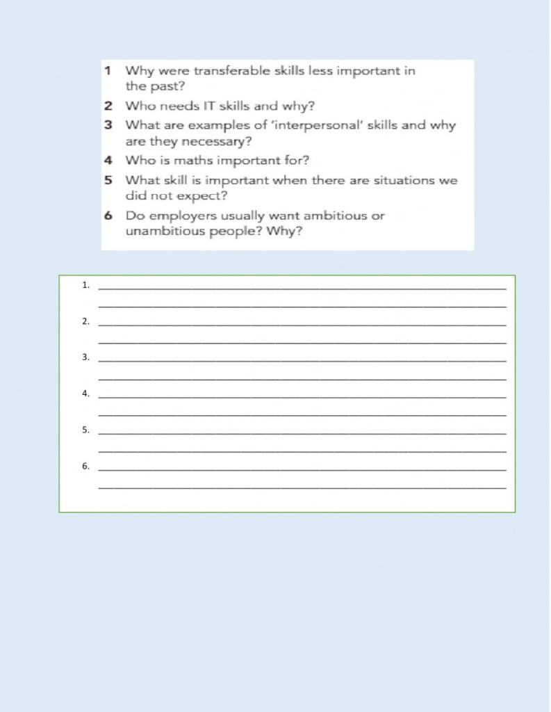 My Transferable Skills Worksheet Answers SkillsWorksheets