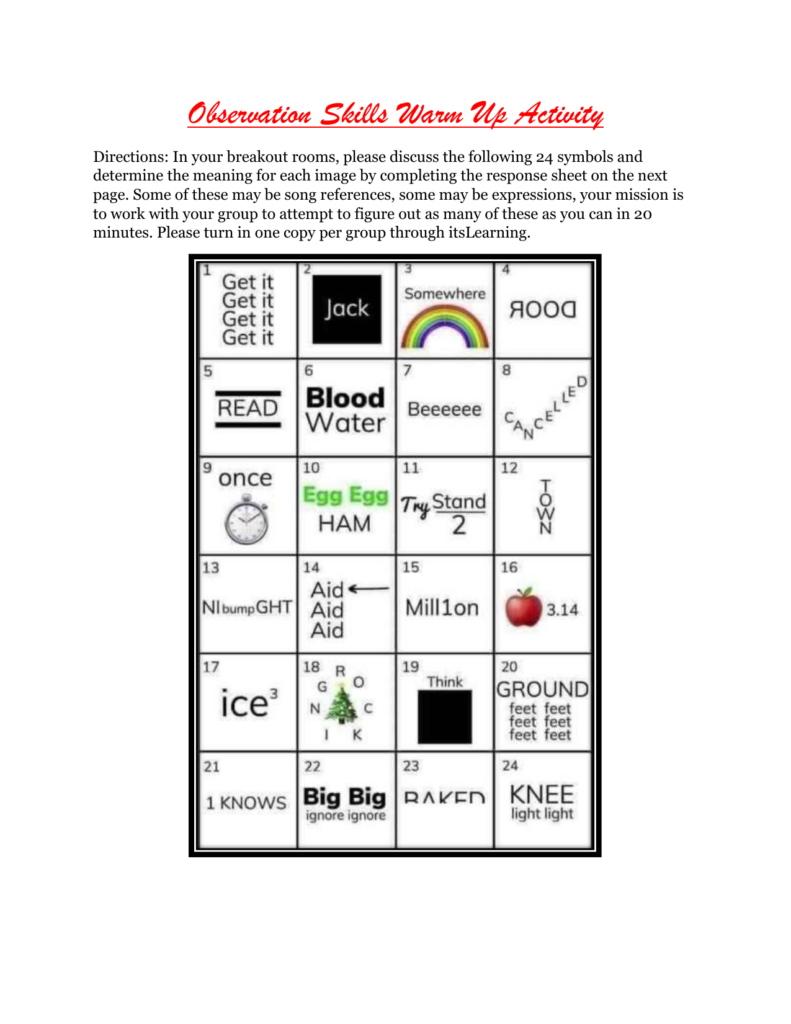 Observation Skills Group Assignment