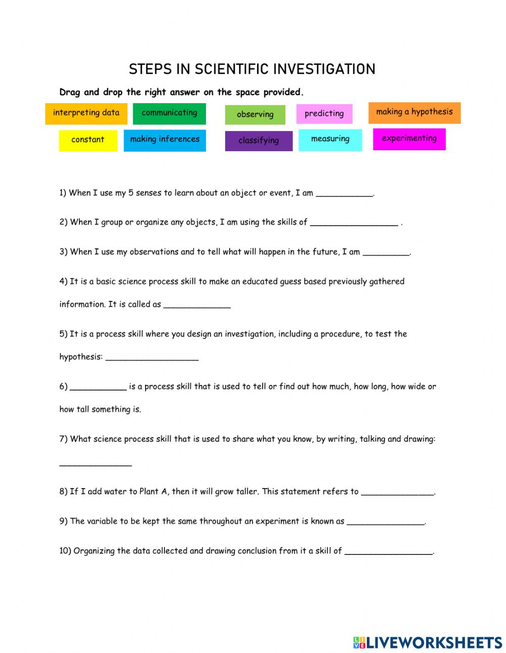 Scientific Method Worksheet Answers