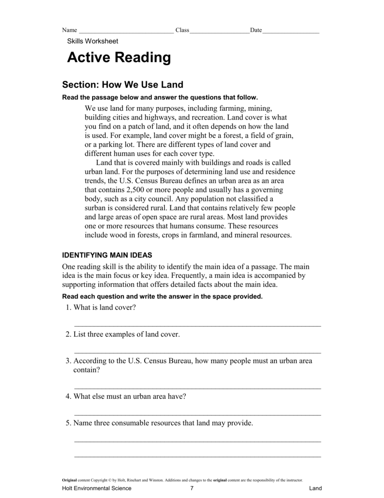  Skills Worksheet Active Reading Free Download Qstion co