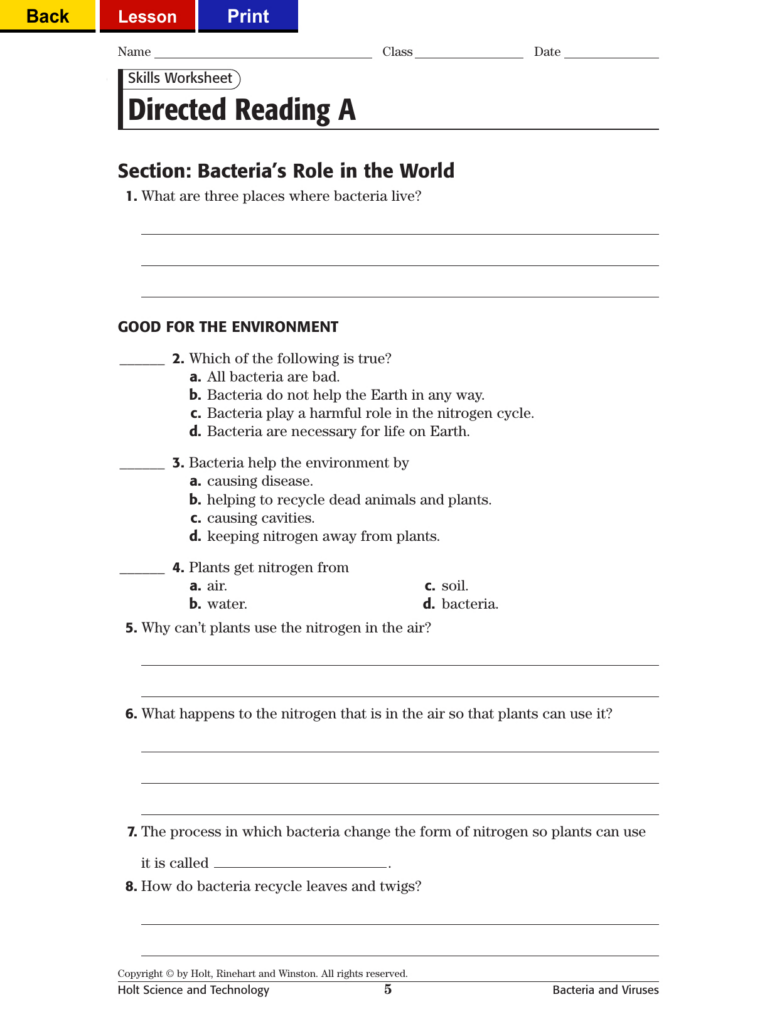 Skills Worksheet Directed Reading Db excel