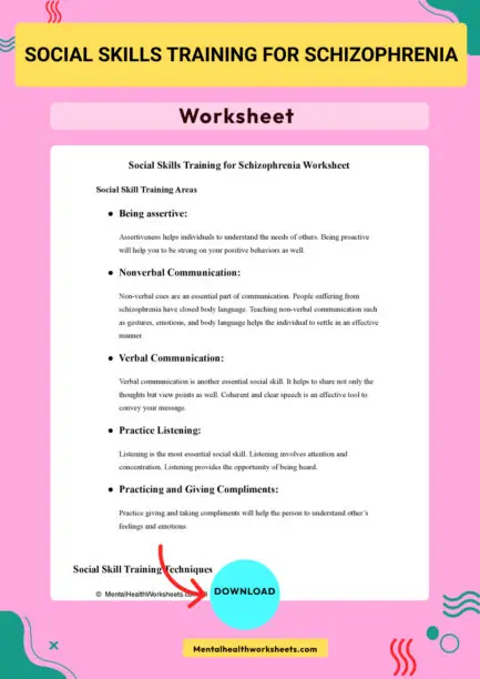 SOCIAL SKILLS TRAINING FOR SCHIZOPHRENIA WORKSHEETS Mental Health 