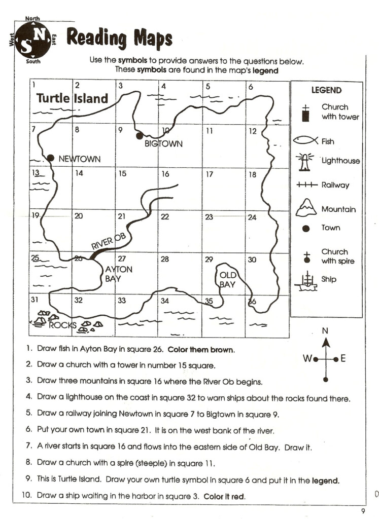 Teach Child How To Read Grid Map Worksheets Free Printable