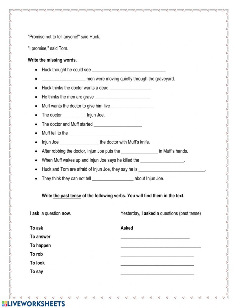 The Adventures Of Tom Sawyer Chapter 3 Worksheet