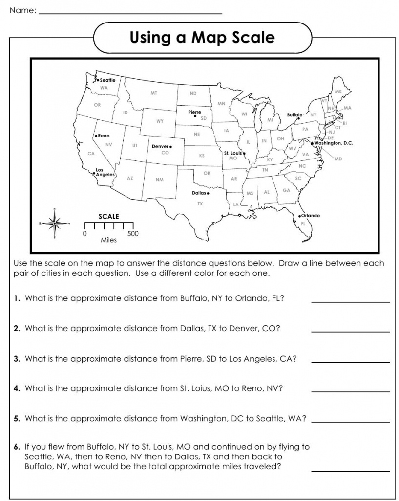 Using A Map Scale Worksheets Lesson Plans Map Skills Social Map 