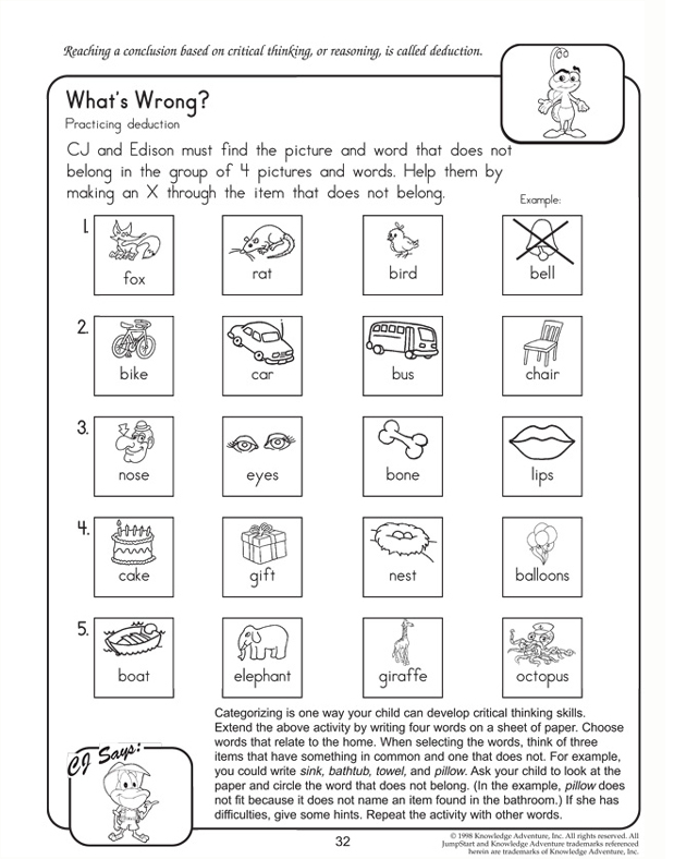 What s Wrong Critical Thinking Logical Reasoning Worksheets JumpStart