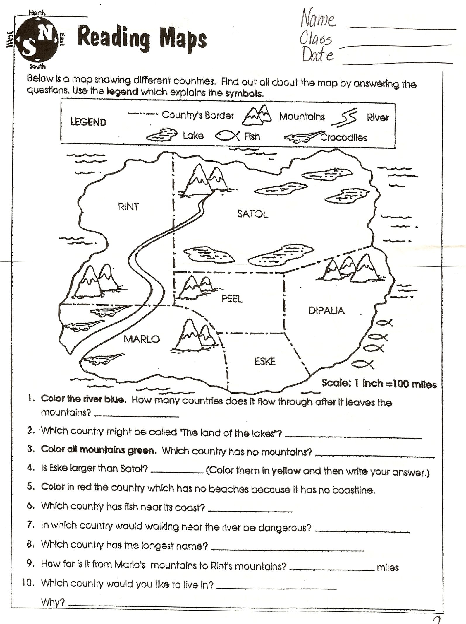 3rd Grade Map Worksheet