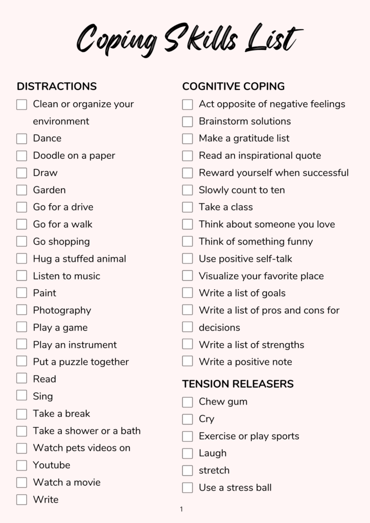 99 Coping Skills List FREE Coping Worksheets PDF