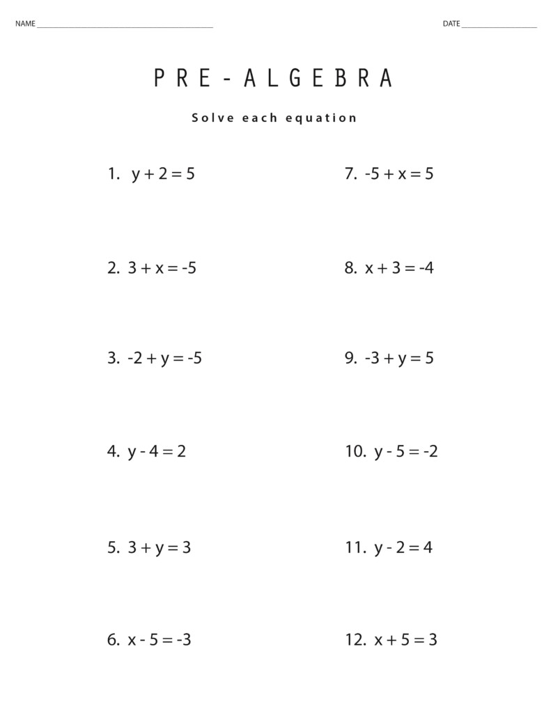 Algebra For Beginners Worksheets