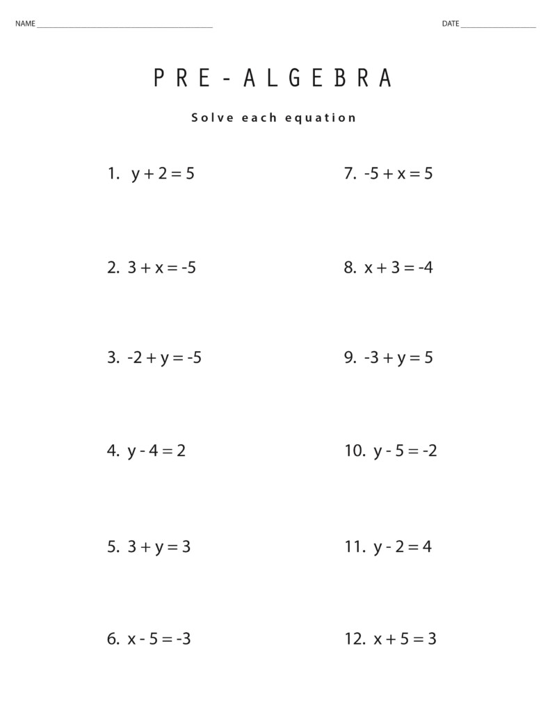 Algebra For Beginners Worksheets